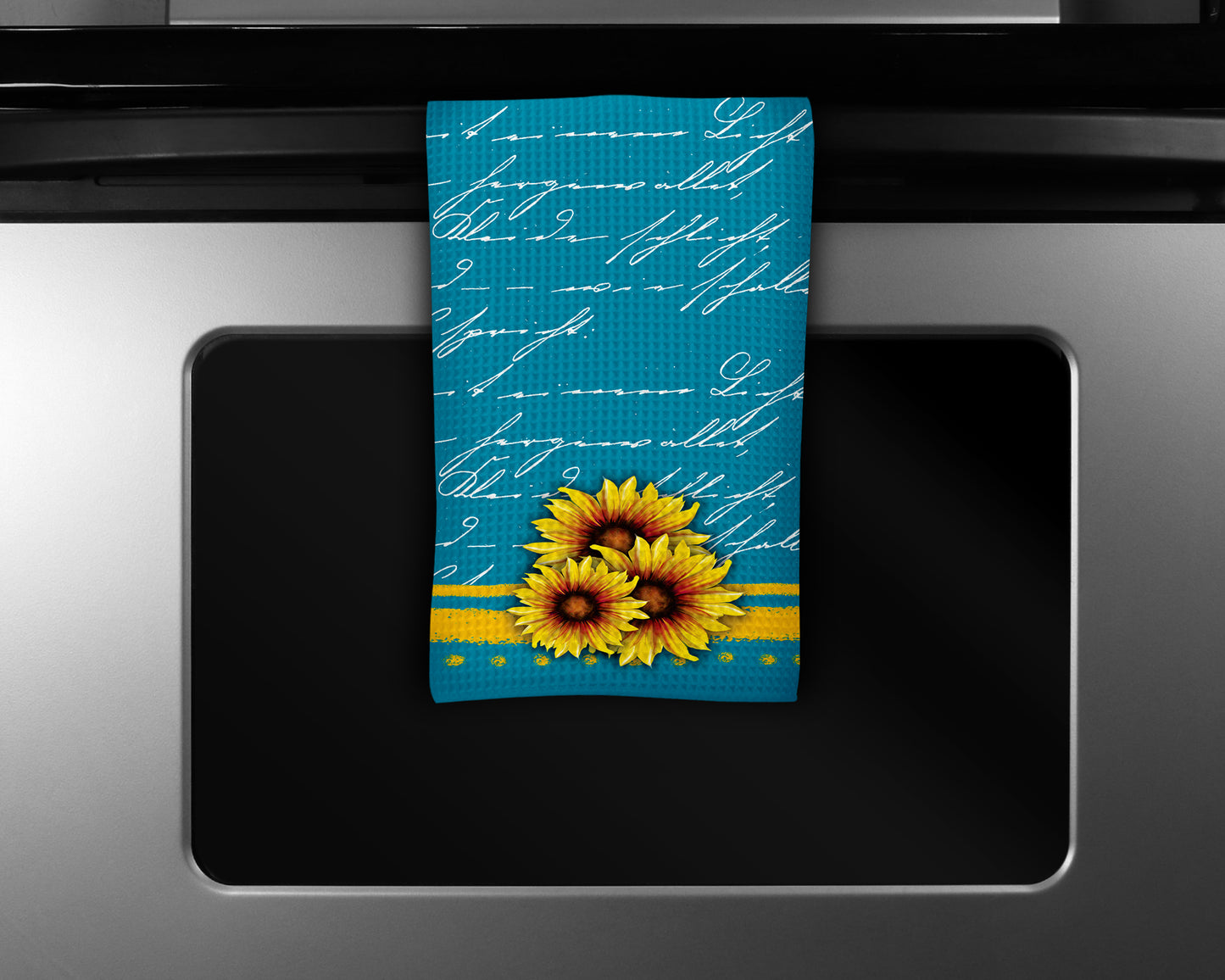 Teal Sunflower Kitchen Towels Set