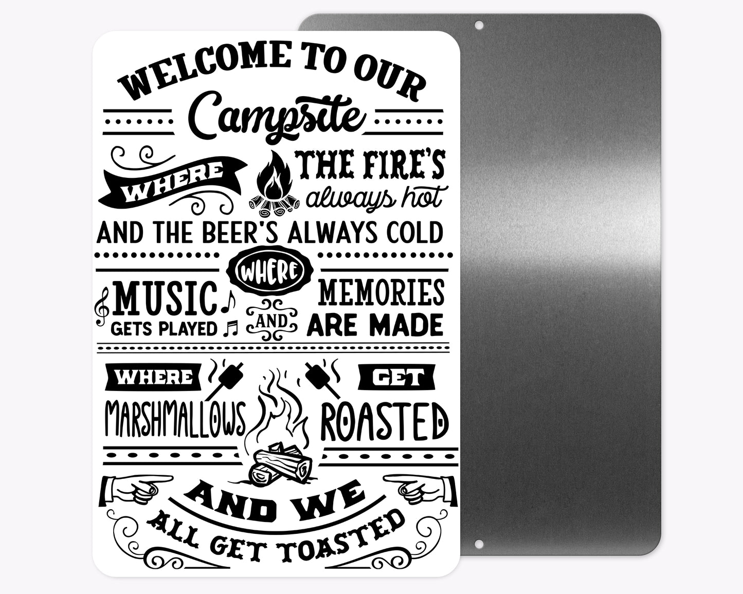 Welcome to Our Campsite Metal Sign