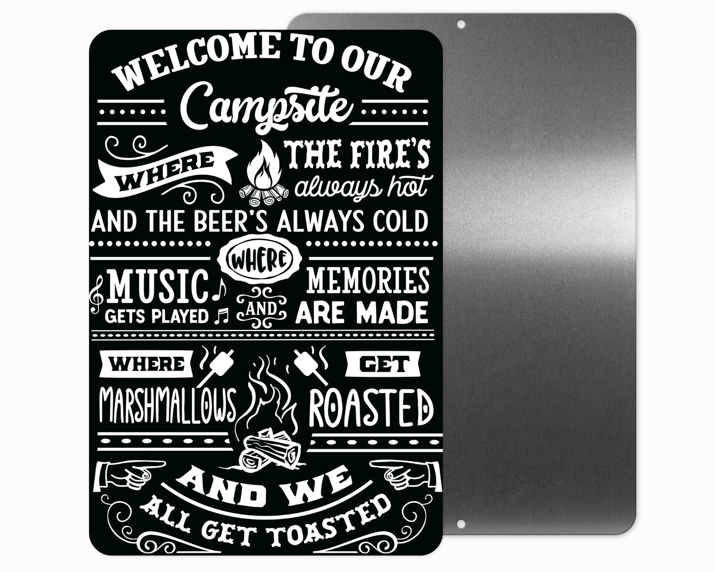 Welcome to Our Campsite Metal Sign