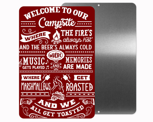 Welcome to Our Campsite Metal Sign