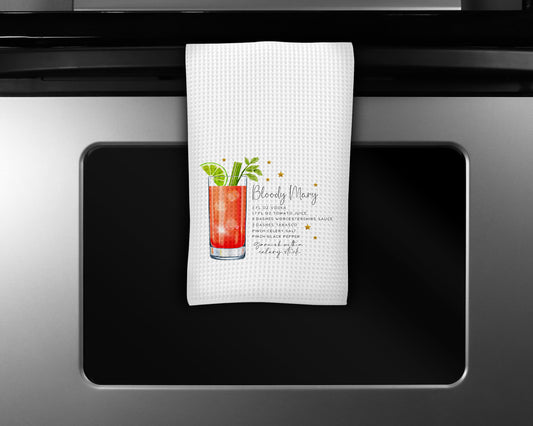 Cocktail Kitchen Towel, Bloody Mary Recipe Towel