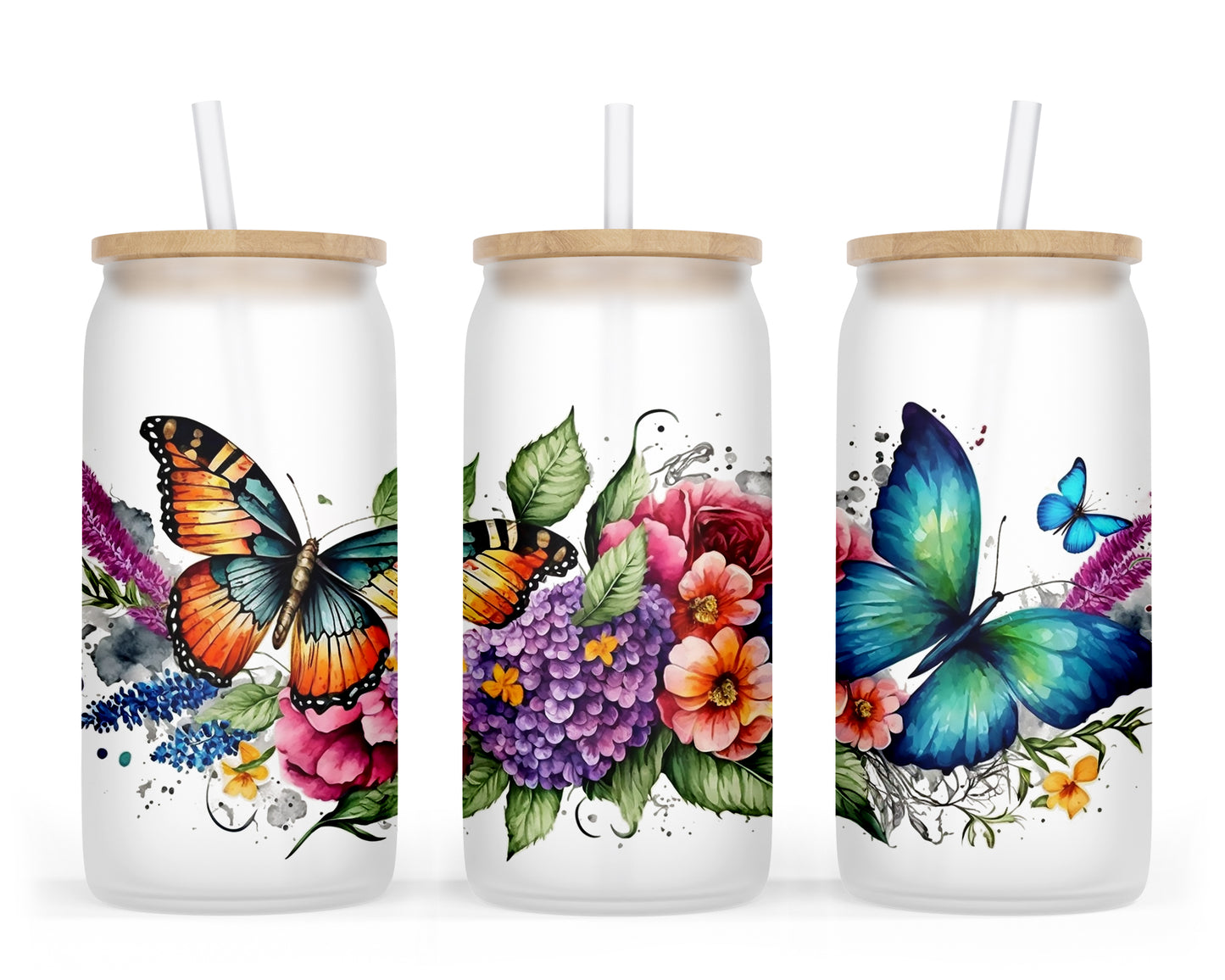 Butterfly Glass Can Tumbler