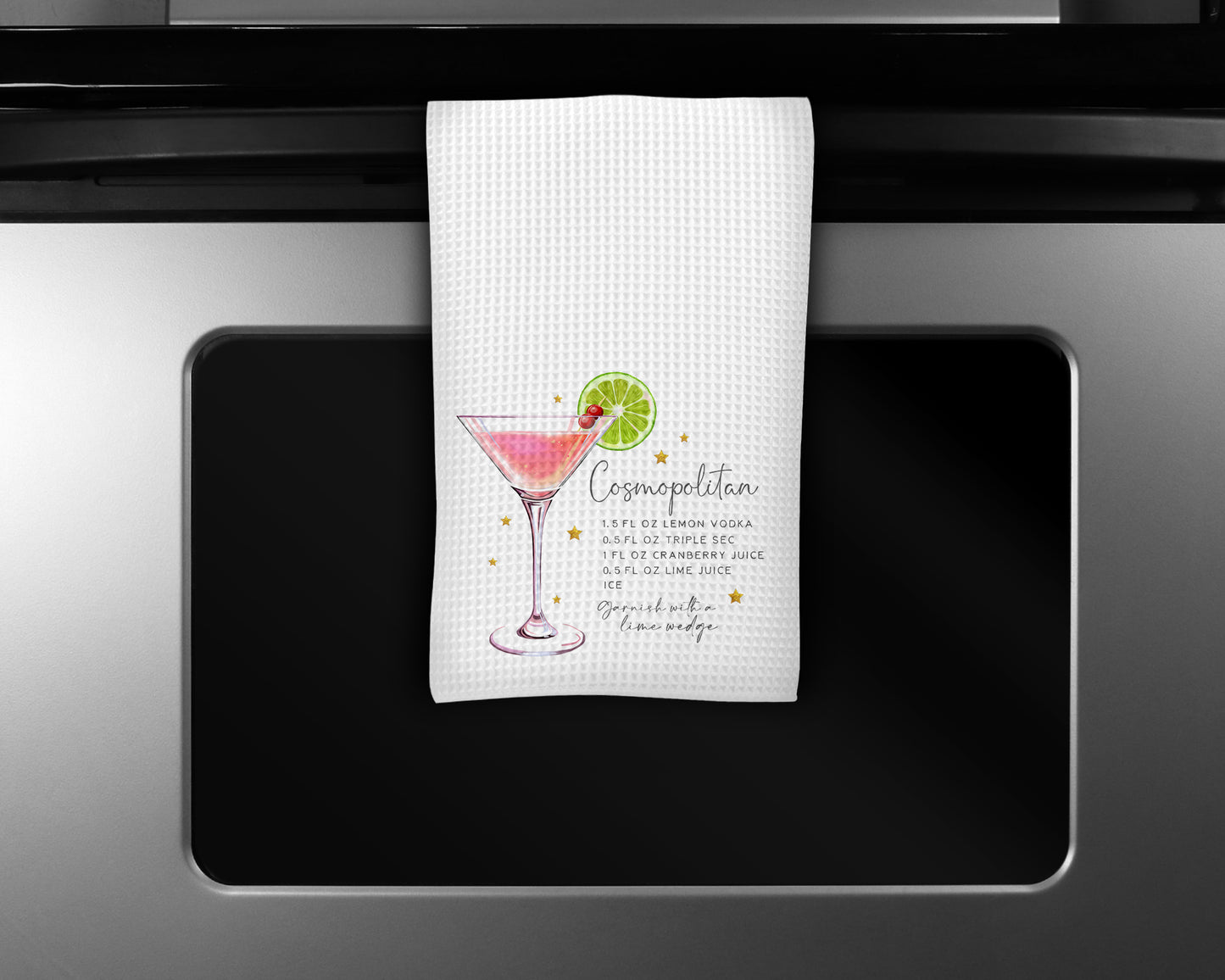 Cocktail Kitchen Towel, Cosmopolitan Recipe Towel