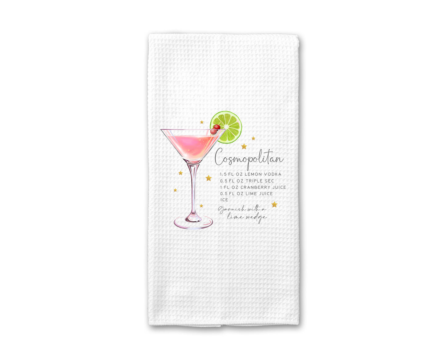 Cocktail Kitchen Towel, Cosmopolitan Recipe Towel