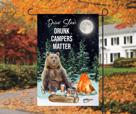Camping Garden Flag, Garden Decoration, Housewarming Gift, Porch Flag, Spring Flag