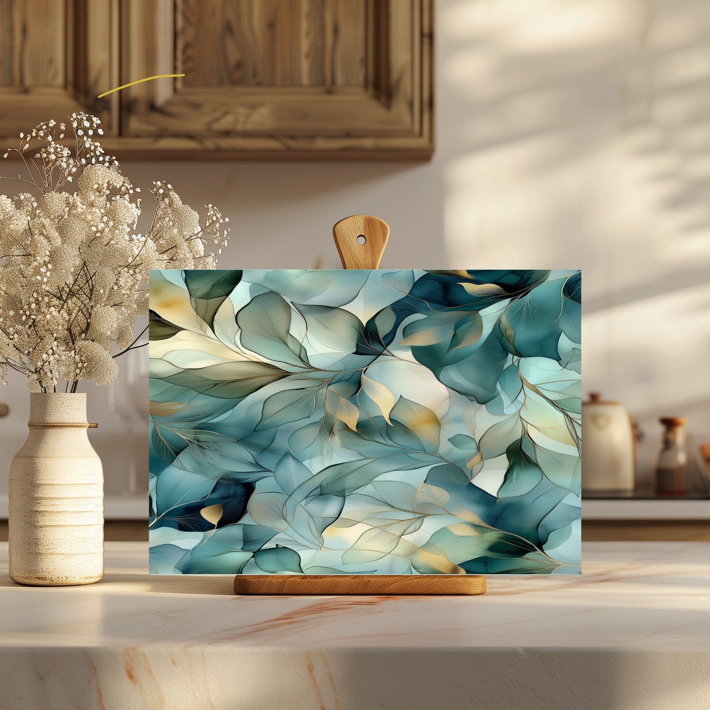 Dusty Blue Leaves Cutting Board