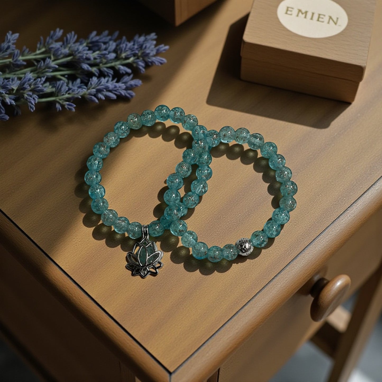 Glow in the Dark Bracelet Set, Auquamarine Beaded Bracelet Set