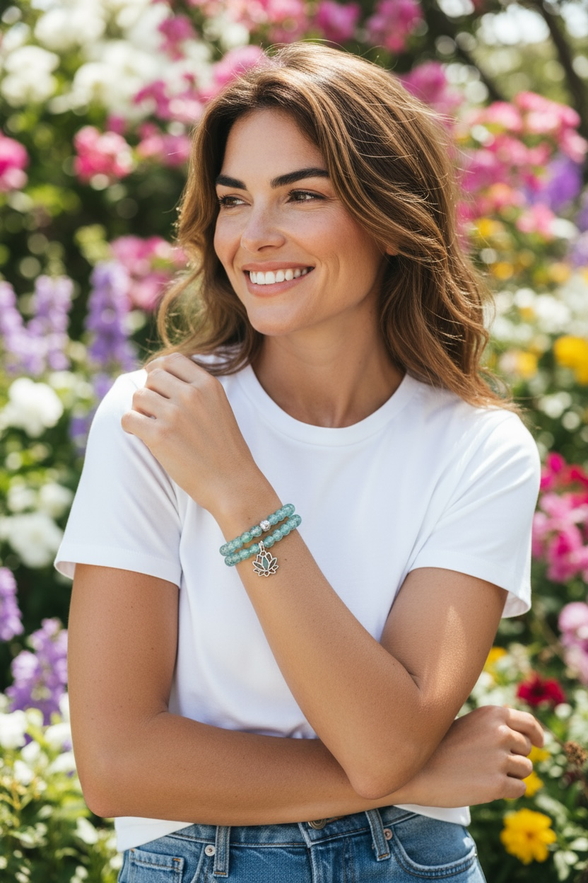 Glow in the Dark Bracelet Set, Auquamarine Beaded Bracelet Set