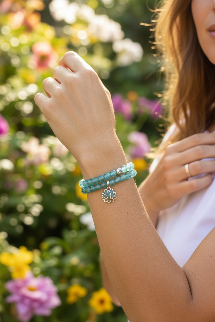 Glow in the Dark Bracelet Set, Auquamarine Beaded Bracelet Set