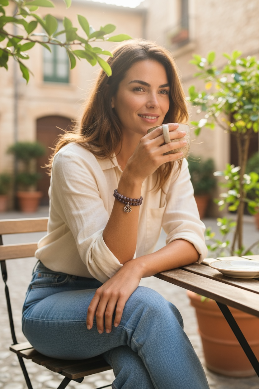 Glow in the Dark Bracelet Set, Grayish Purple Beaded Bracelet Set