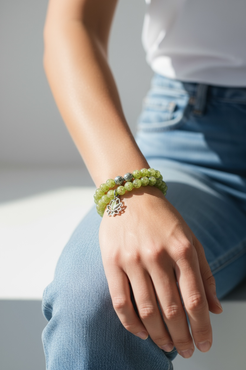 Glow in the Dark Bracelet Set, Light Green Beaded Bracelet Set