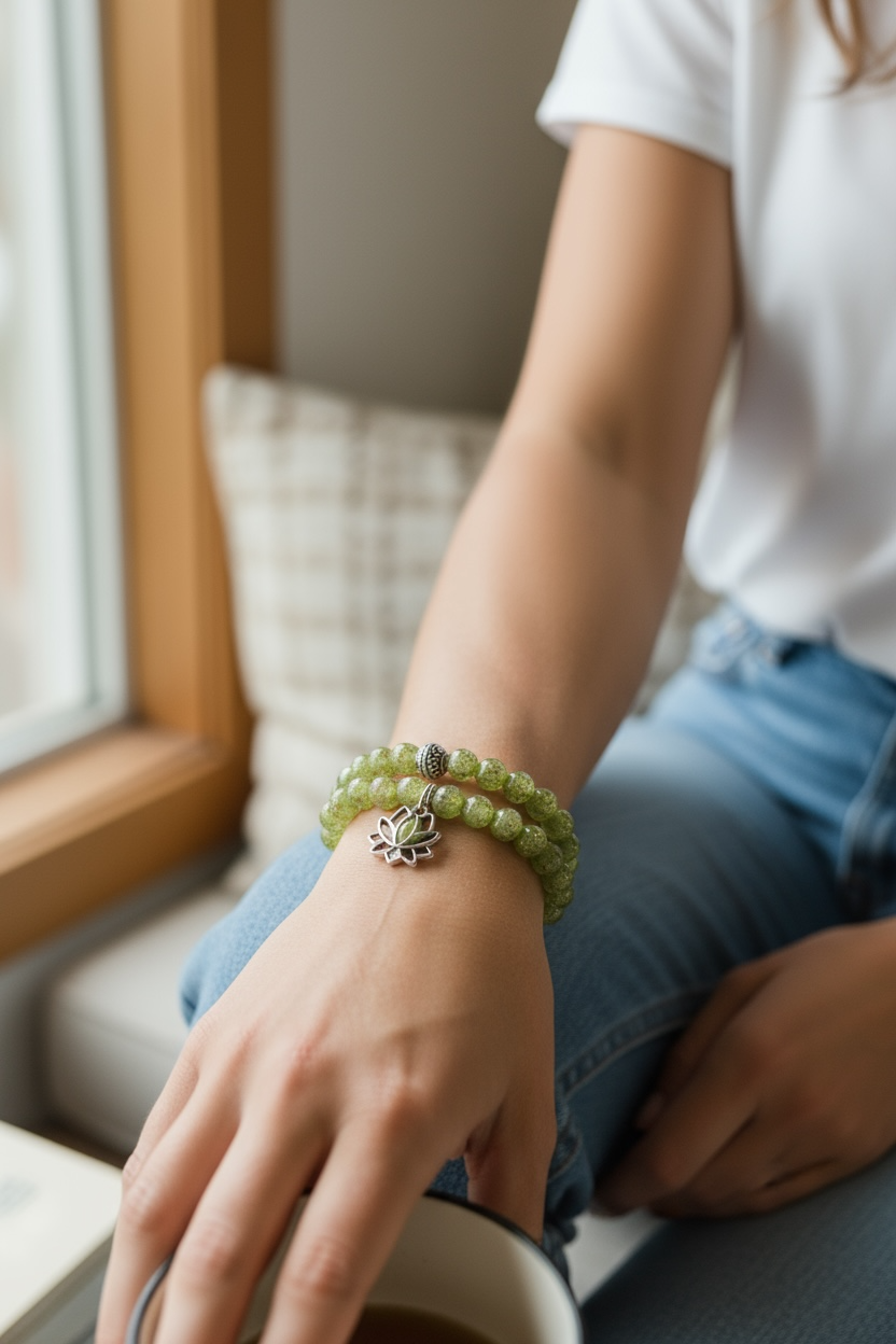 Glow in the Dark Bracelet Set, Light Green Beaded Bracelet Set