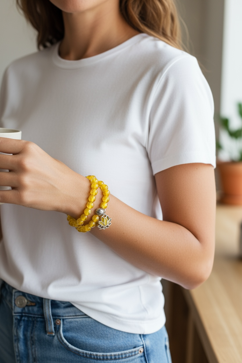 Glow in the Dark Bracelet Set, Yellow Beaded Bracelet Set