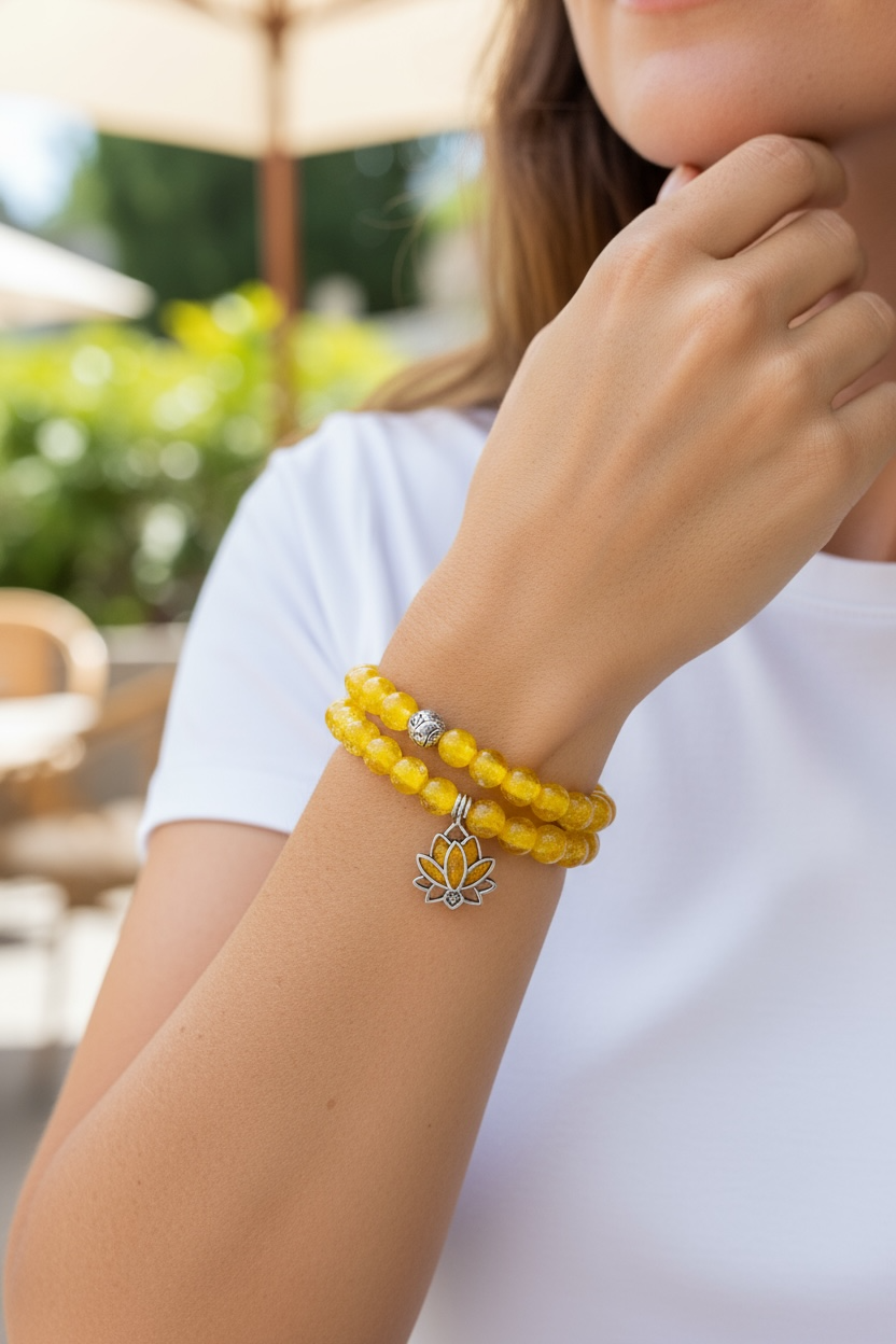 Glow in the Dark Bracelet Set, Yellow Beaded Bracelet Set