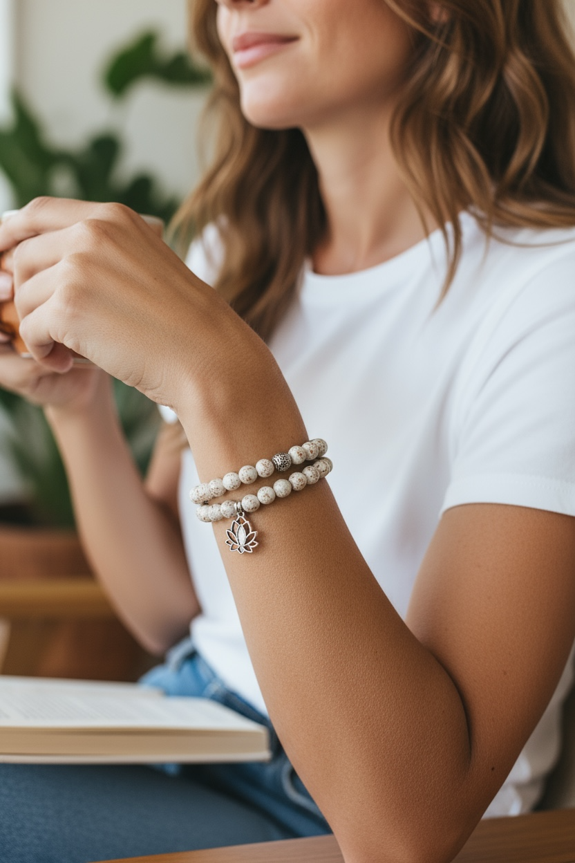 Glow in the Dark Bracelet Set, White Beaded Bracelet Set