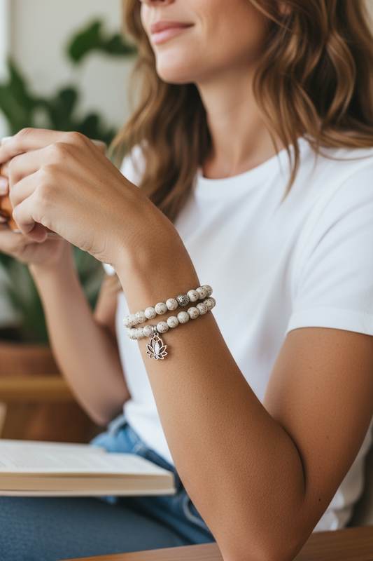 Glow in the Dark Bracelet Set, White Beaded Bracelet Set