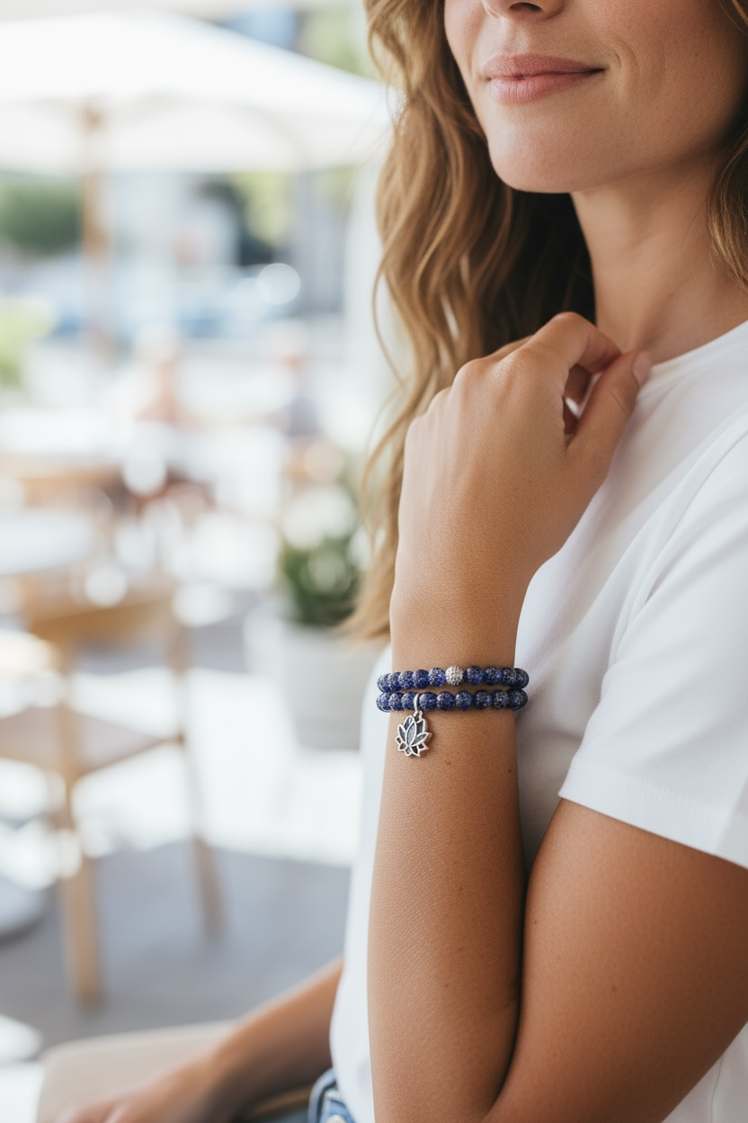 Glow in the Dark Bracelet Set, Dark Blue Beaded Bracelet Set