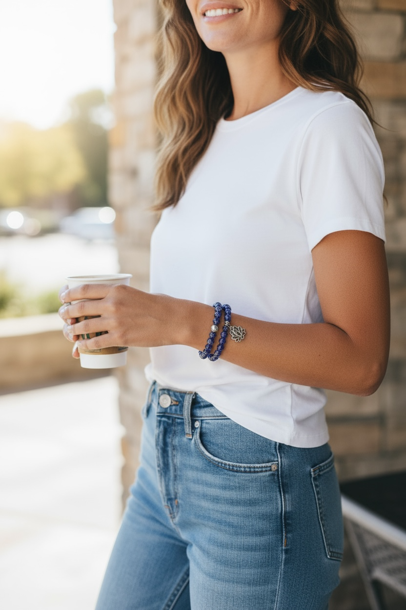 Glow in the Dark Bracelet Set, Dark Blue Beaded Bracelet Set