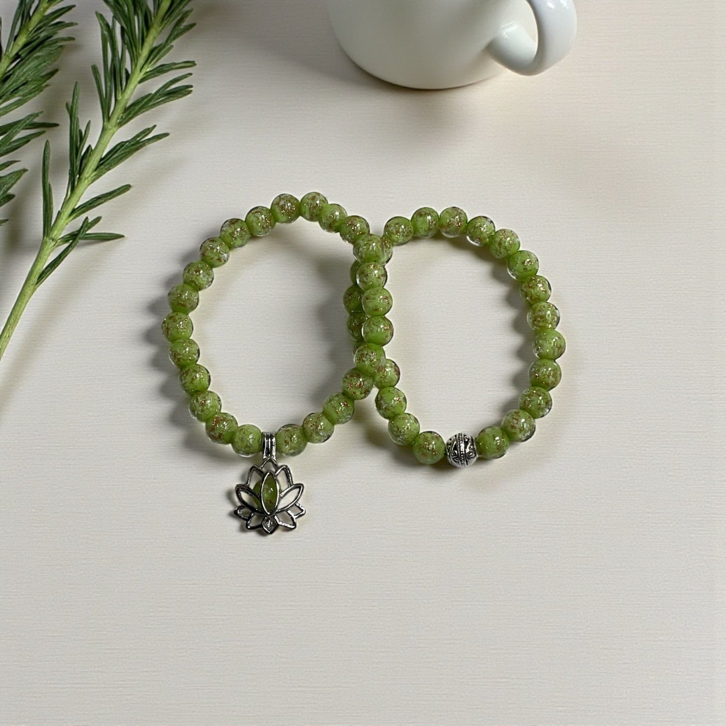 Glow in the Dark Bracelet Set, Light Green Beaded Bracelet Set
