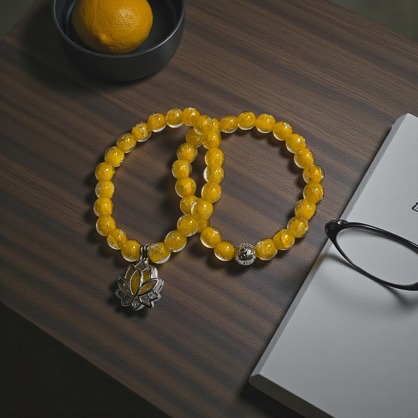 Glow in the Dark Bracelet Set, Yellow Beaded Bracelet Set