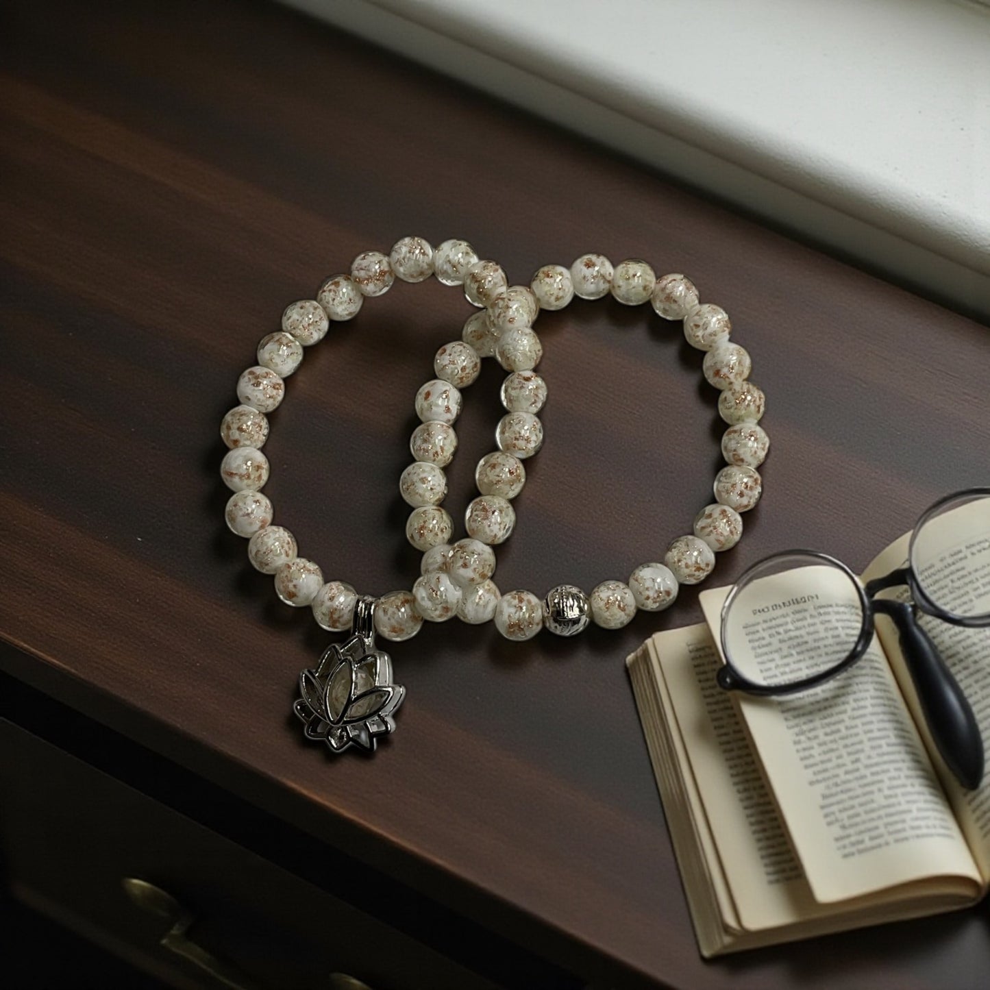 Glow in the Dark Bracelet Set, White Beaded Bracelet Set