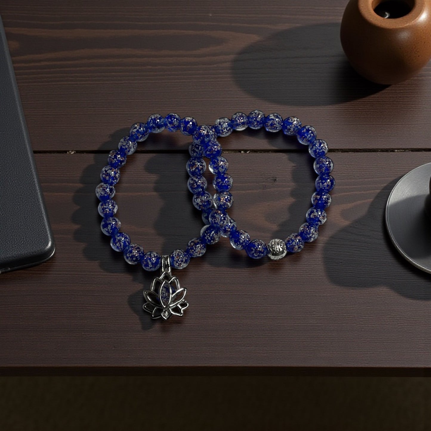 Glow in the Dark Bracelet Set, Dark Blue Beaded Bracelet Set