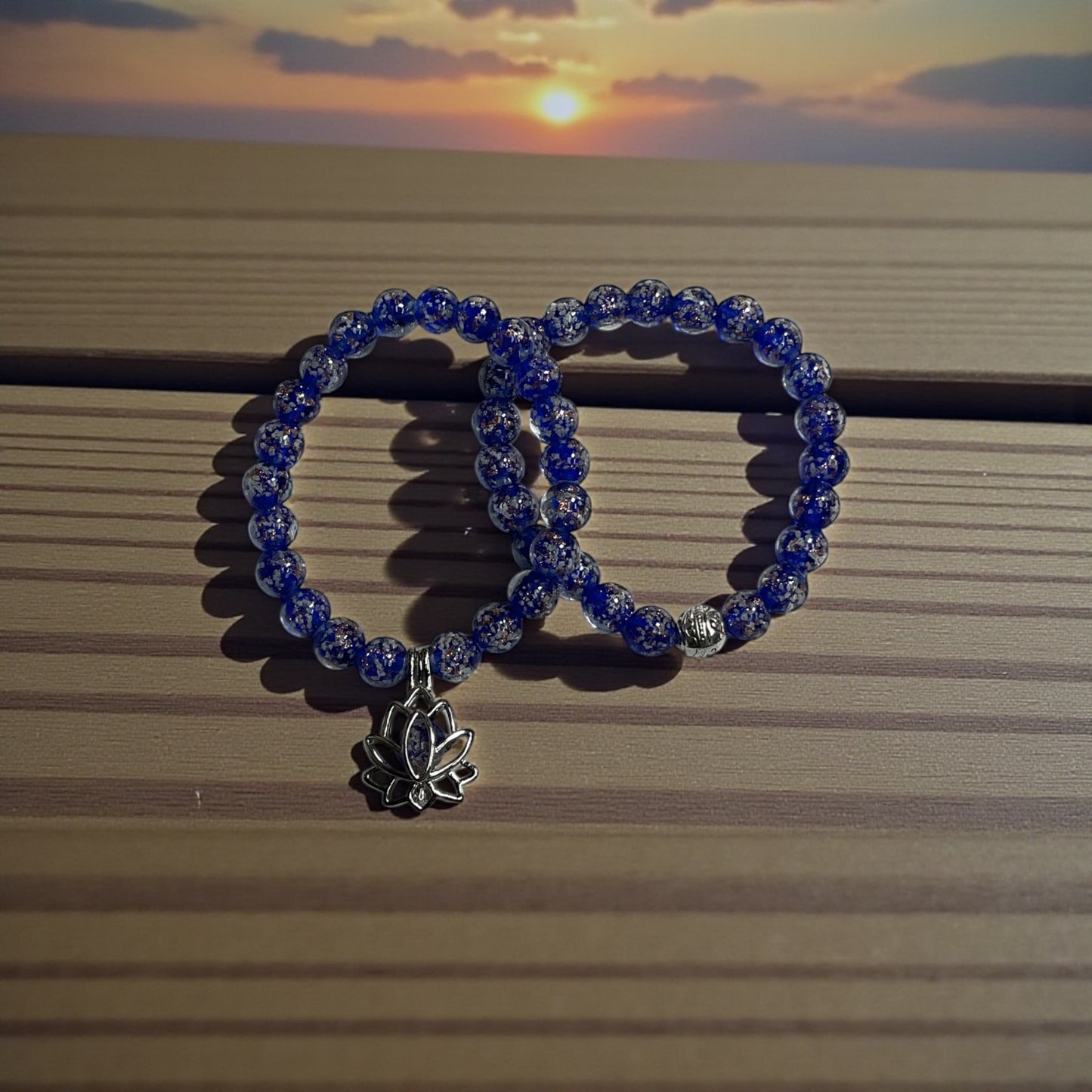 Glow in the Dark Bracelet Set, Dark Blue Beaded Bracelet Set