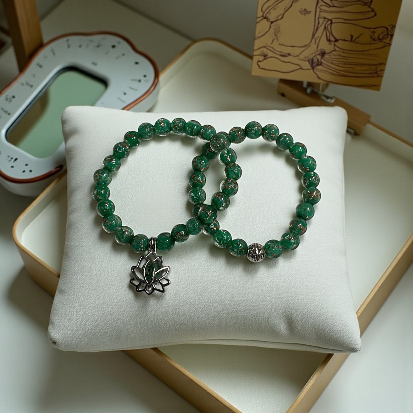 Glow in the Dark Bracelet Set, Green Beaded Bracelet Set