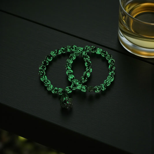 Glow in the Dark Bracelet Set, White Beaded Bracelet Set