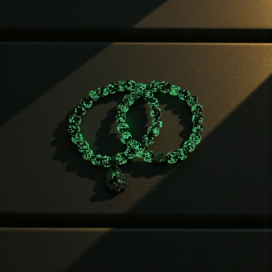 Glow in the Dark Bracelet Set, Dark Blue Beaded Bracelet Set
