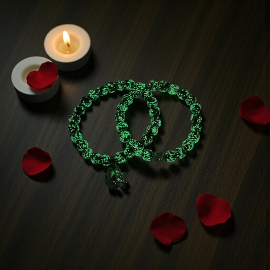 Glow in the Dark Bracelet Set, Auquamarine Beaded Bracelet Set