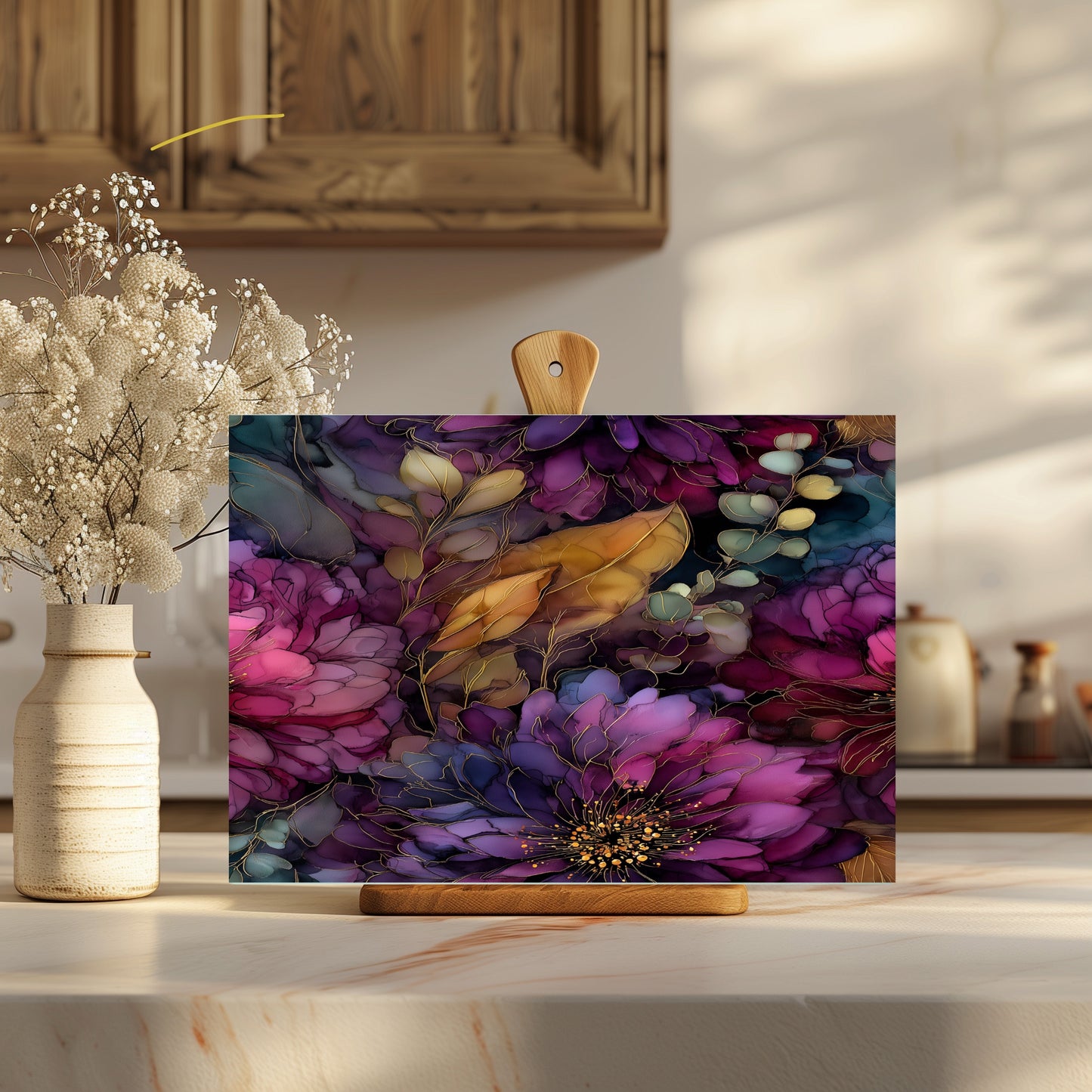 Plum Floral Glass Cutting Board