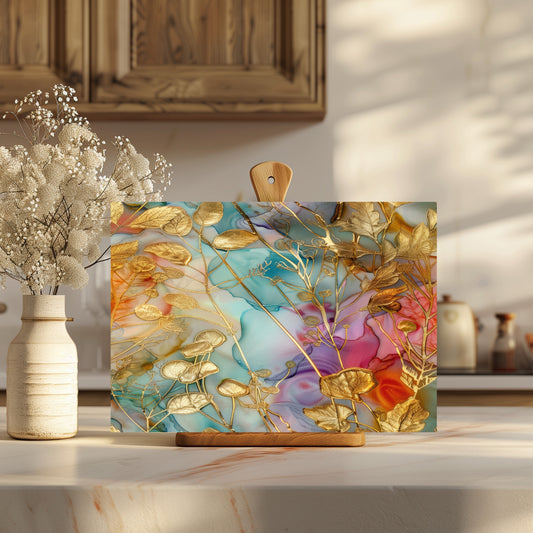 Soft Summer Swirl Glass Cutting Board