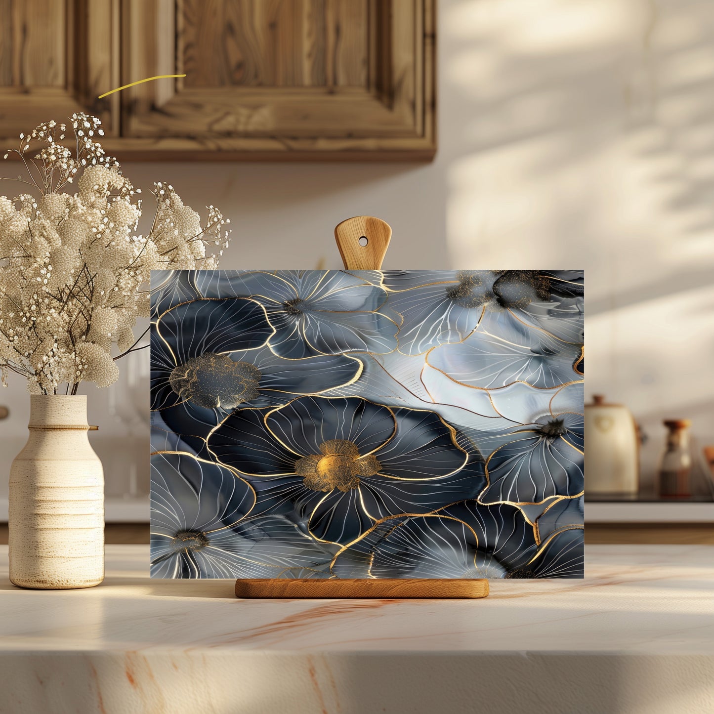 Midnight Blue Floral Cutting Board
