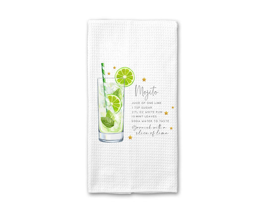 Cocktail Kitchen Towel, Mojito Recipe Towel