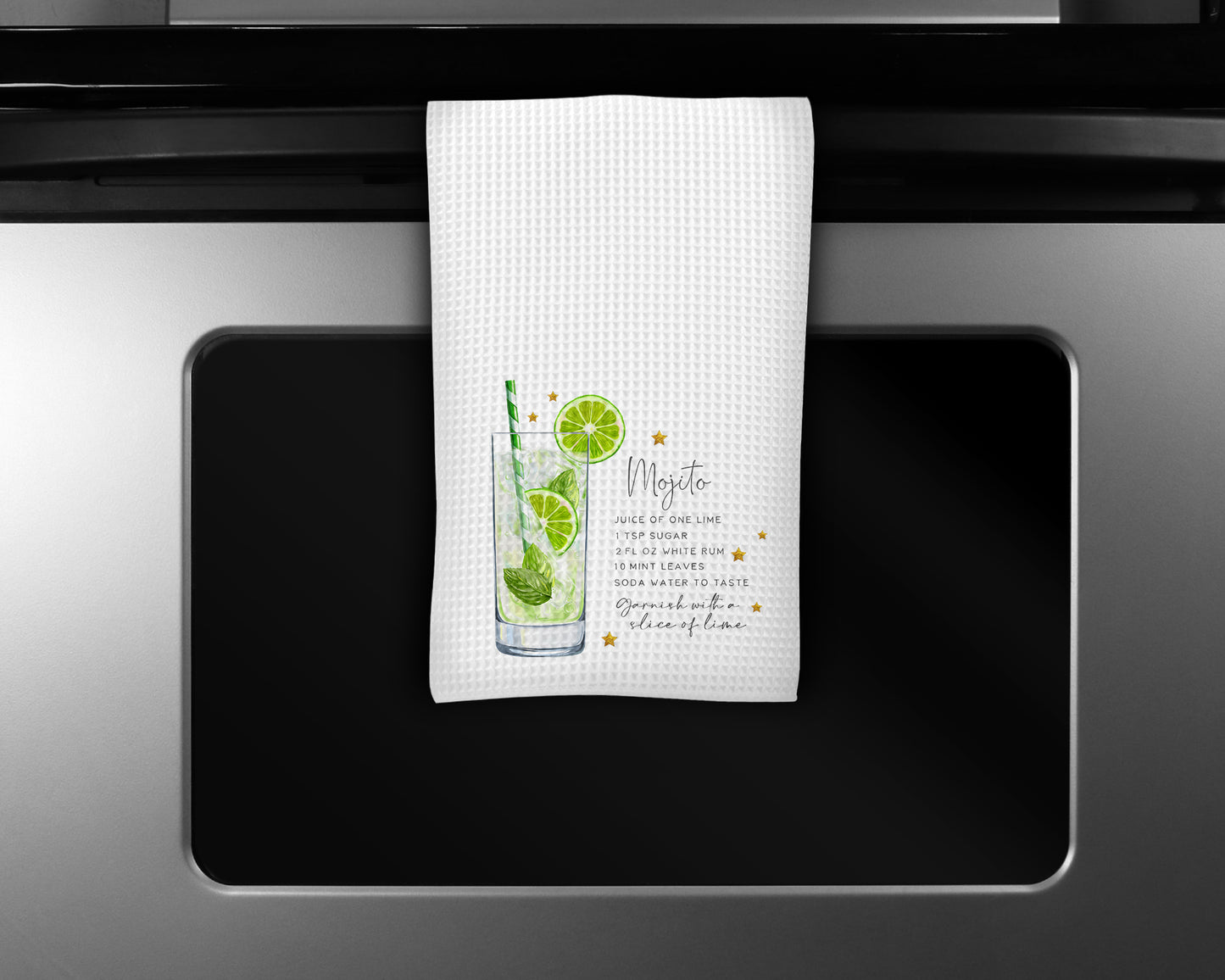 Cocktail Kitchen Towel, Mojito Recipe Towel