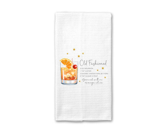 Cocktail Kitchen Towel, Old Fashion Recipe Towel