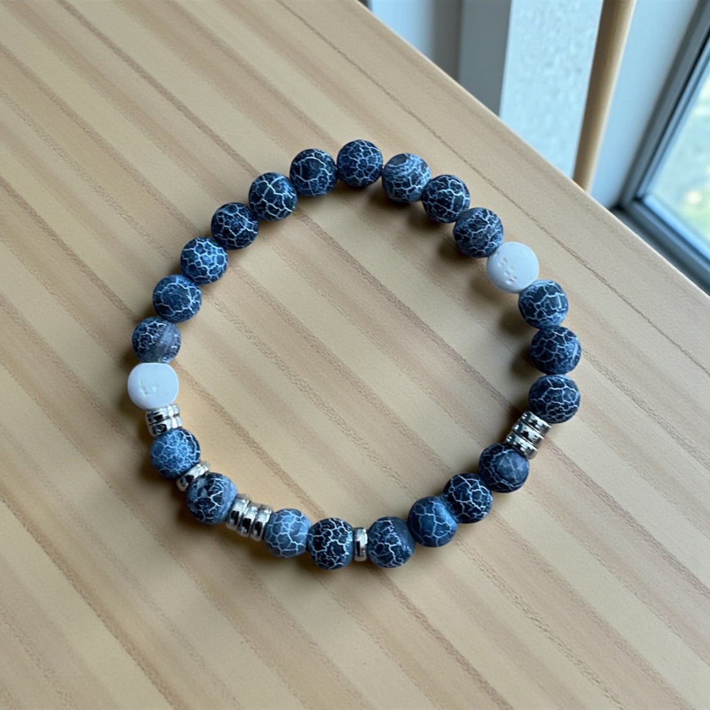 Stop ICE Bracelet, Morse Code Stone Bead Bracelet, Secret Message Jewelry