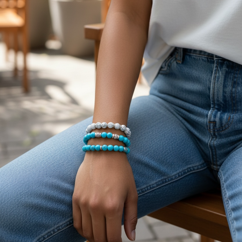 Stop Trump Bracelet, Morse Code Stone Bead Bracelet with Glow Beads