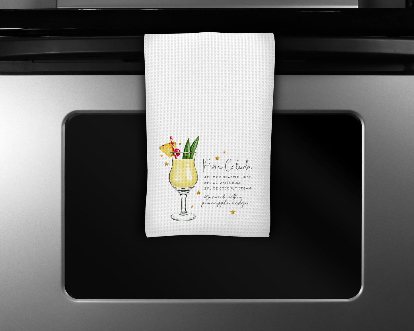 Cocktail Kitchen Towel, Pina Colada Recipe Towel