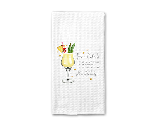 Cocktail Kitchen Towel, Pina Colada Recipe Towel