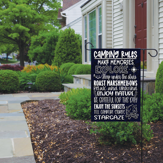 Camping Rules Garden Flag