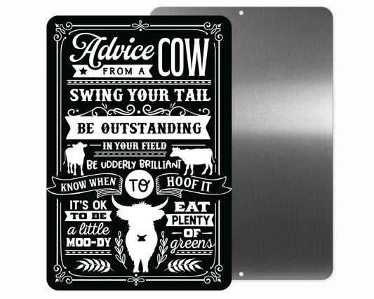 Cow Advice Metal Sign
