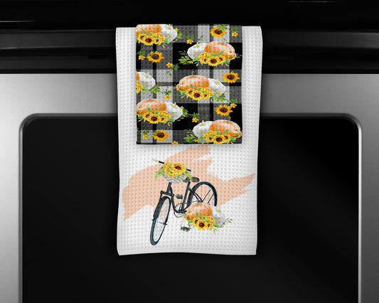 Fall Bike Kitchen Towels Set