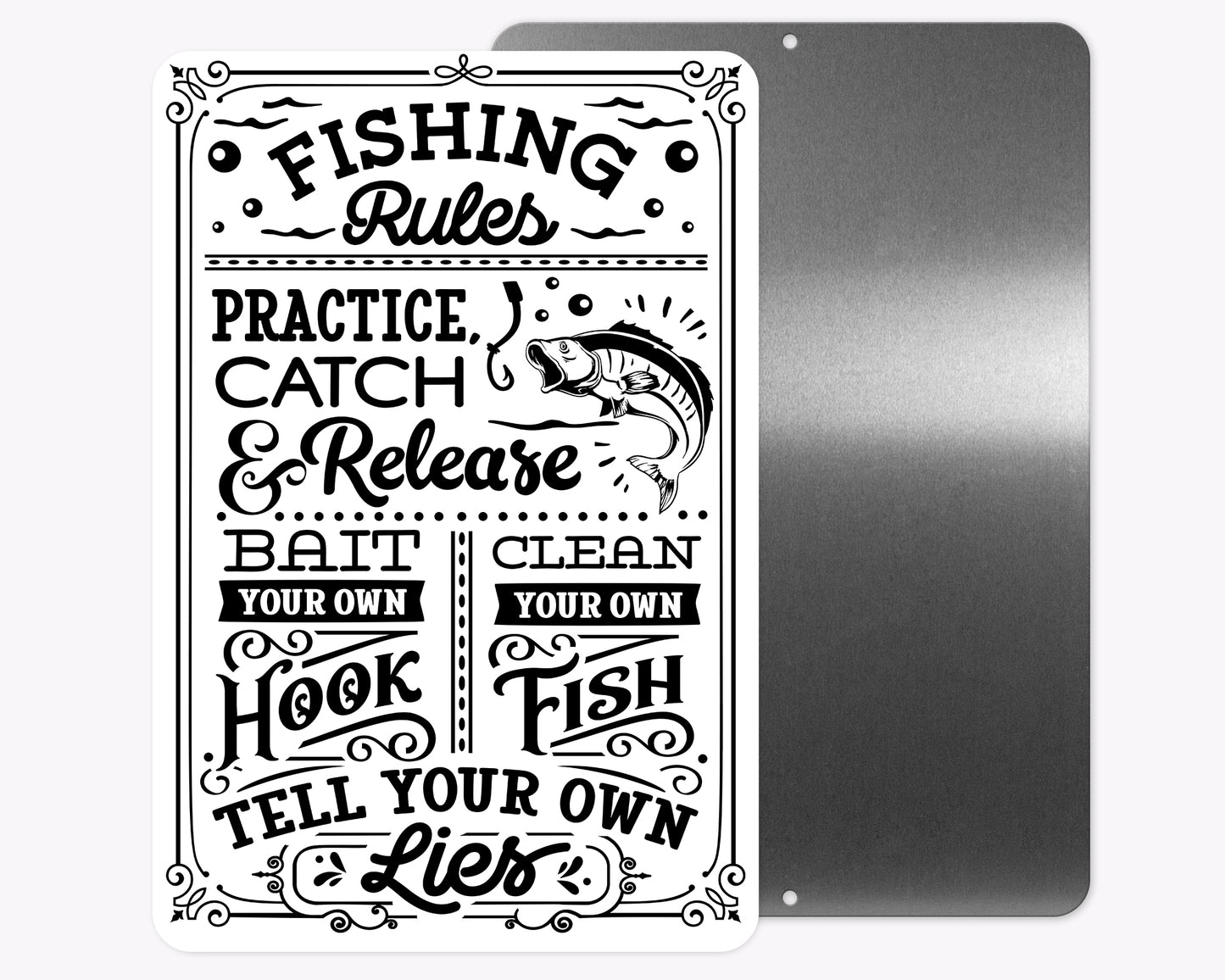 Fishing Rules Metal Sign