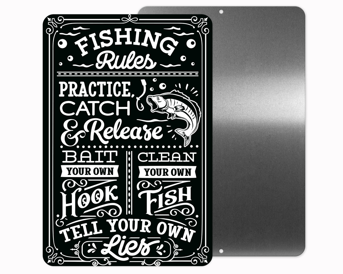 Fishing Rules Metal Sign