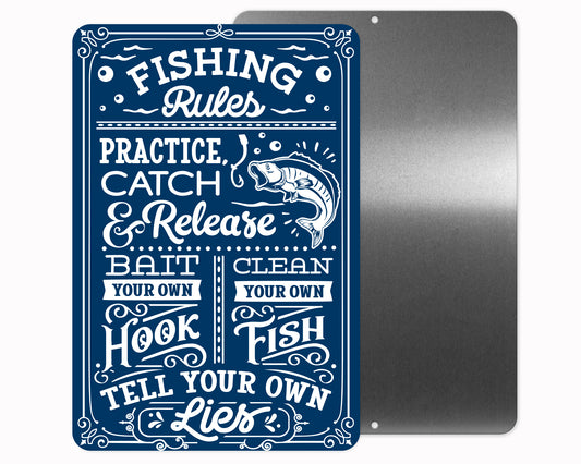 Fishing Rules Metal Sign