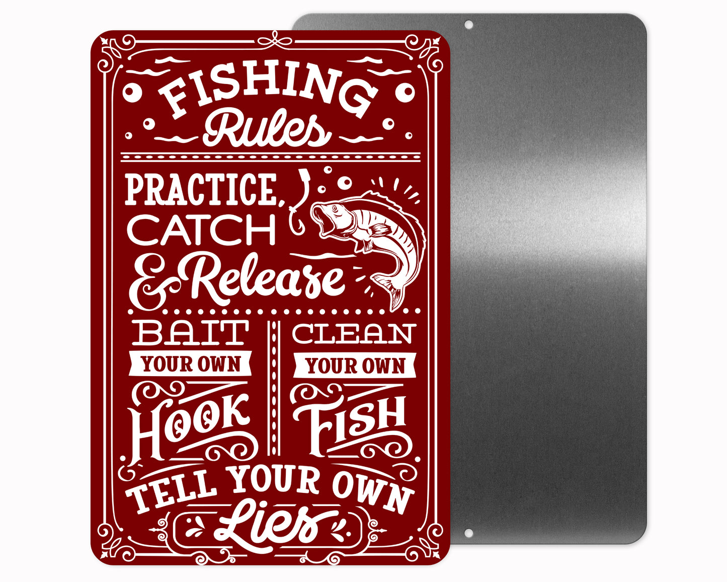 Fishing Rules Metal Sign