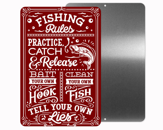 Fishing Rules Metal Sign