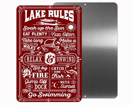 Lake Rules Metal Sign